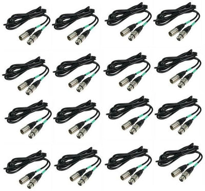 (16) CHAUVET 10 Foot Male to Female 3 Pin DMX Lighting Effect Cables | DMX3P10FT