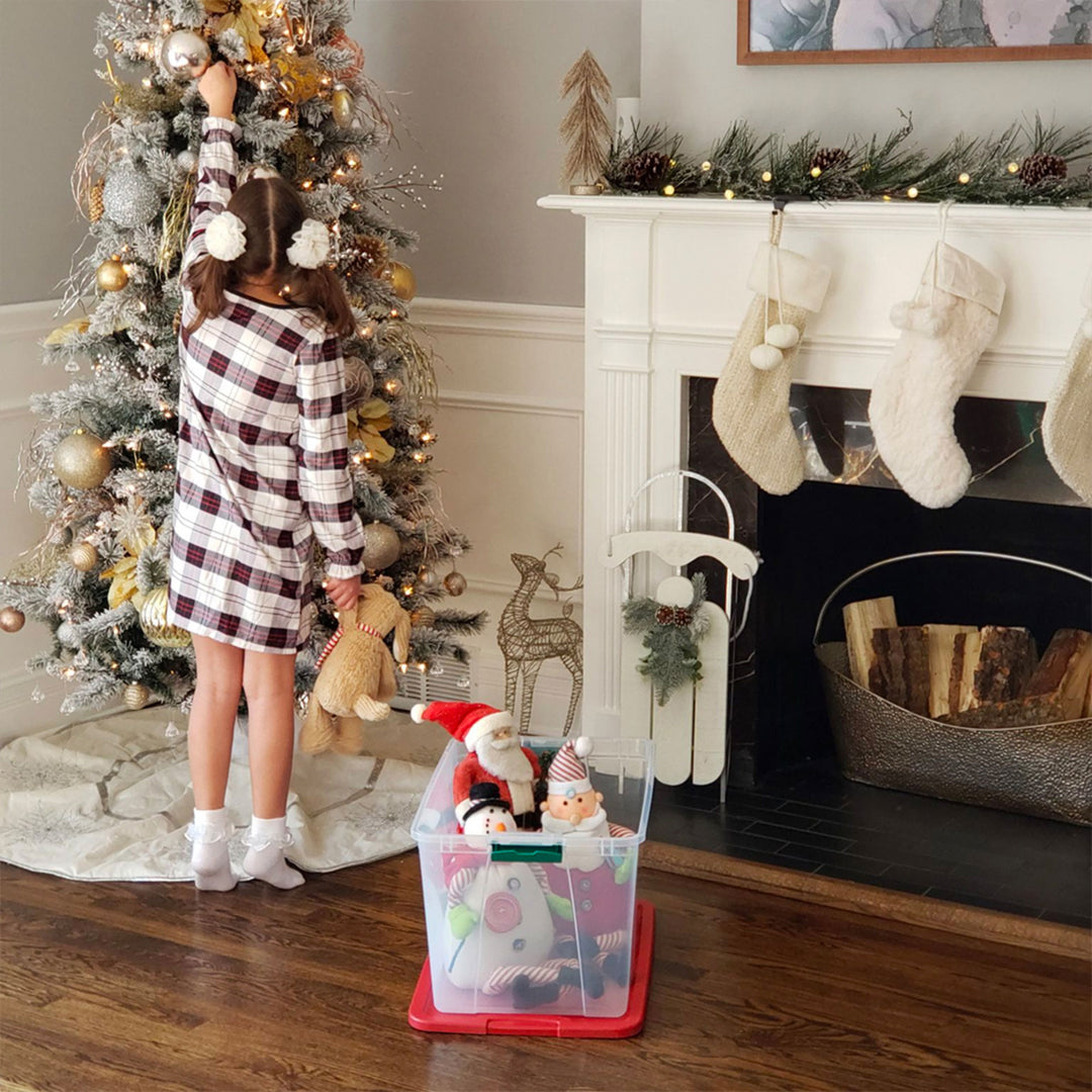 Homz 64 Qt Latch Clear Plastic Storage Container Bin w/ Red Lid, 2 Pk(Open Box) - VMInnovations