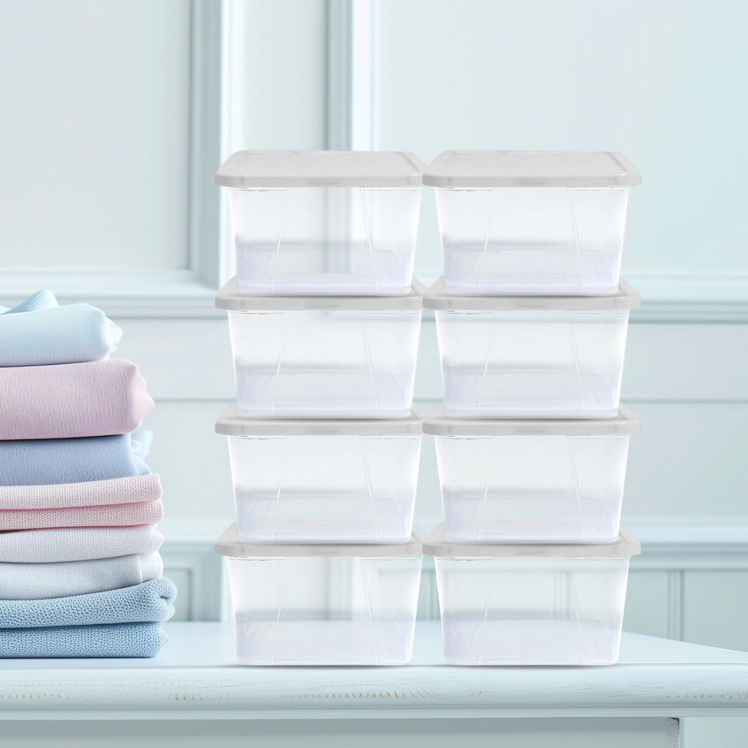 Homz 6 Qt Multipurpose Plastic Storage Containers with Latching Lid, (10 Pack)