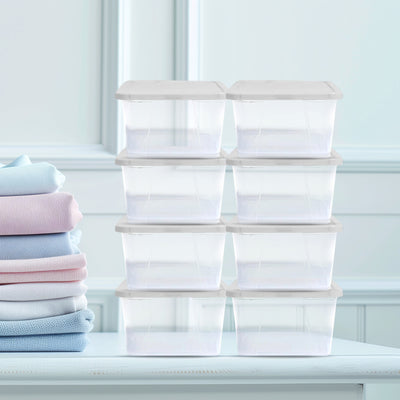 Homz 6 Qt Secure Latching Clear Plastic Storage Bin w/ Lid, (10 Pack) (Used) - VMInnovations
