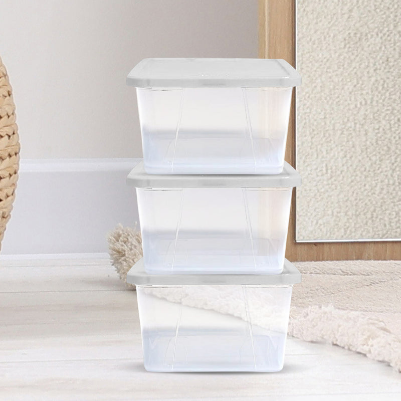 Homz 6 Qt Secure Latching Clear Plastic Storage Bin w/ Lid, (10 Pack) (Used)