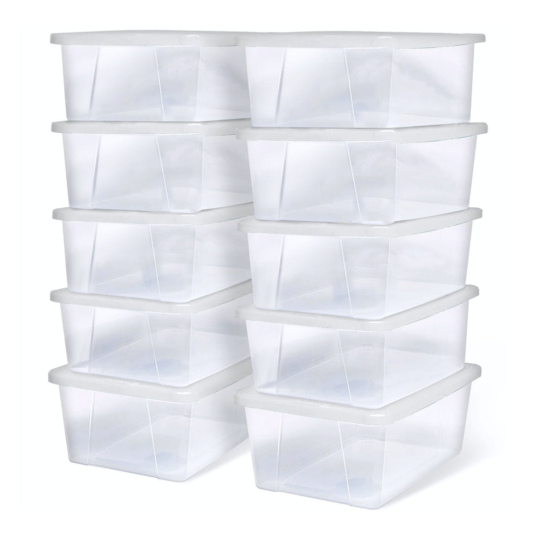 Homz 6 Qt Multipurpose Plastic Storage Containers with Latching Lid, (10 Pack)