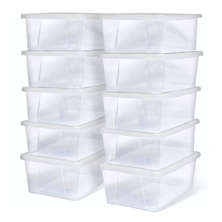 Homz 6 Qt Multipurpose Plastic Storage Containers with Latching Lid, (10 Pack)