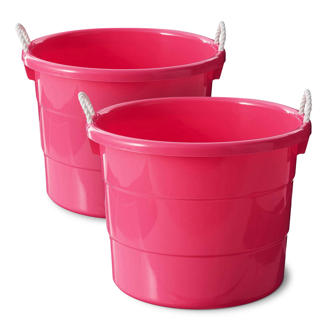 Homz Plastic 18 Gallon Utility Storage Bucket Tub w/ Rope Handle (2 Pack) (Used)