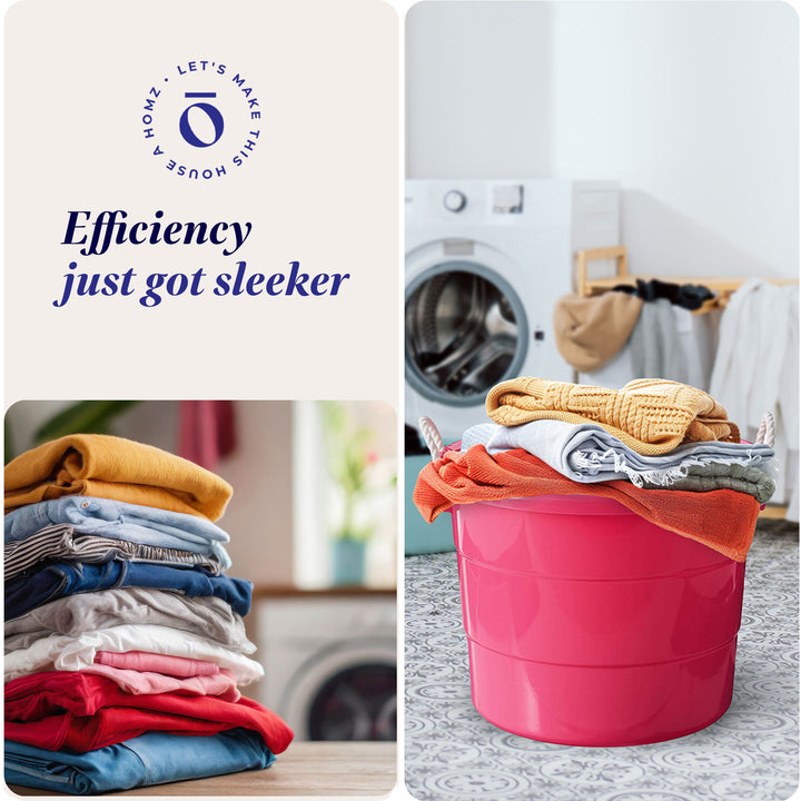 Homz Plastic 18 Gal Utility Bucket Tub w/ Rope Handle, Pink (2 Pack)