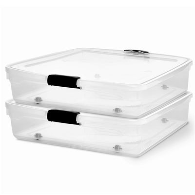 Homz 56 Qt Full/Queen Underbed Clear Plastic Storage Container, 2 Pk (Open Box)