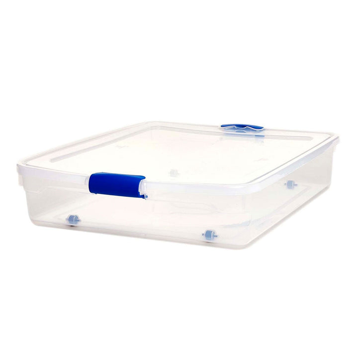 Homz 56 Quart Underbed Latching Clear Plastic Storage Container, (Two)(Open Box)