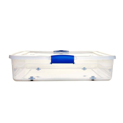 Homz 56 Quart Underbed Secure Latching Clear Plastic Storage Container, (2 Pack)