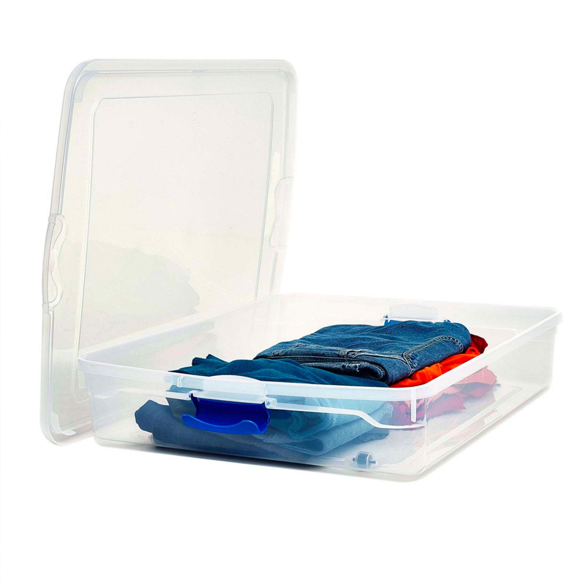 Homz 56 Quart Underbed Secure Latching Clear Plastic Storage Container, (2 Pack)