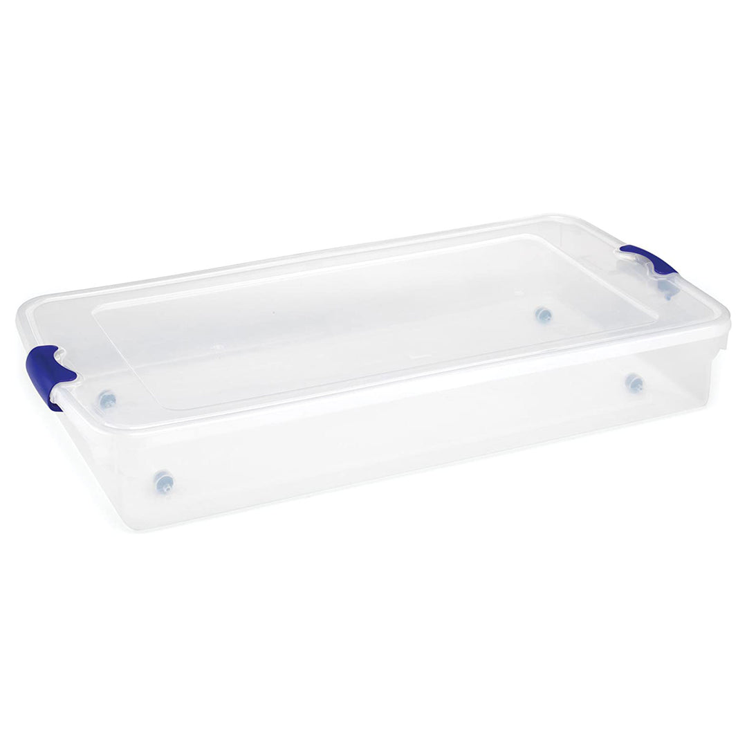 Homz 60 Quart Underbed Secure Latching Clear Plastic Storage Container, (2 Pack)