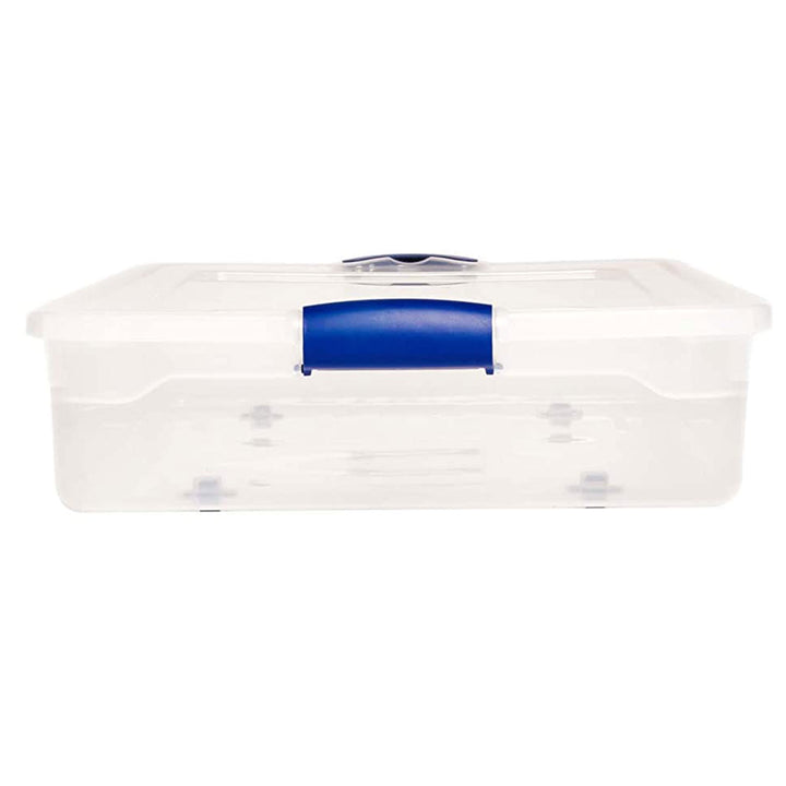 Homz 60 Quart Underbed Secure Latching Clear Plastic Storage Container, (2 Pack)