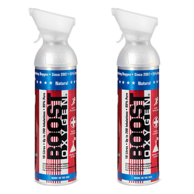 2 Pack 10L Boost Oxygen Stars and Stripes Pure Canned Oxygen Canister, Natural