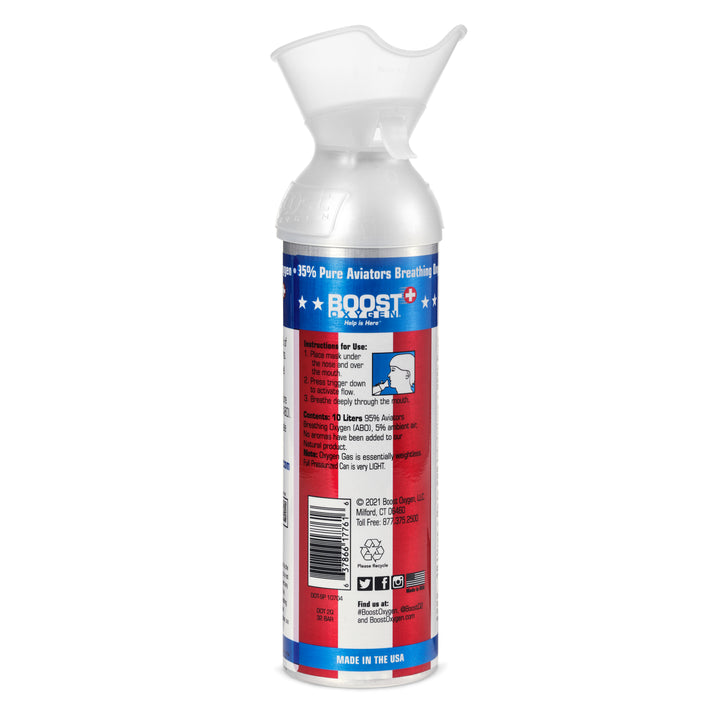 6 Pack 10L Boost Oxygen Stars and Stripes Pure Canned Oxygen Canister, Natural - VMInnovations