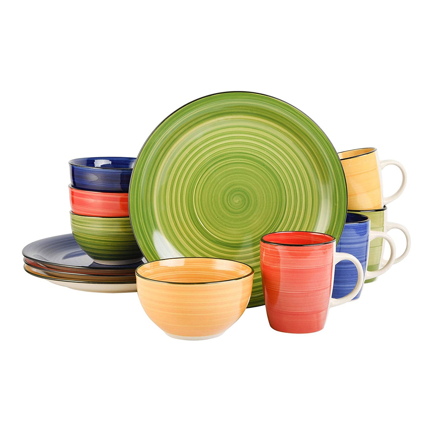 Home 95631.12RM Color Vibes 12 Piece Dinnerware Set, Assorted Colors (Used) - VMInnovations
