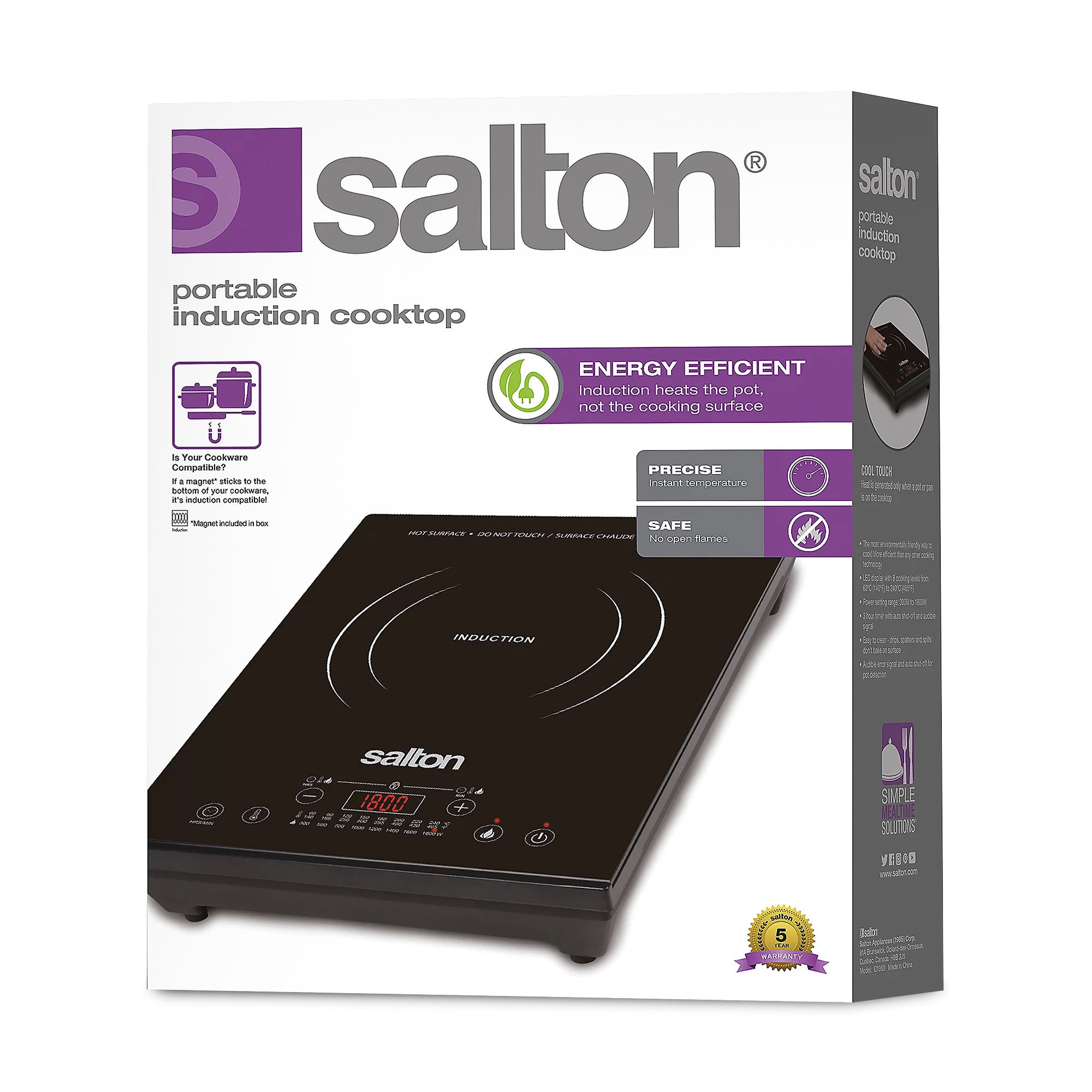 Salton Portable 1800W 8 Setting Induction Cooktop Stove Burner w/ Timer (Used) - VMInnovations