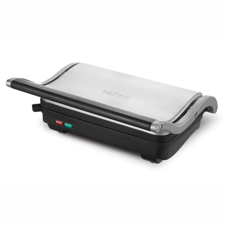Salton Panini Grill Non Stick Electric Sandwich Press, Stainless Steel (Used)