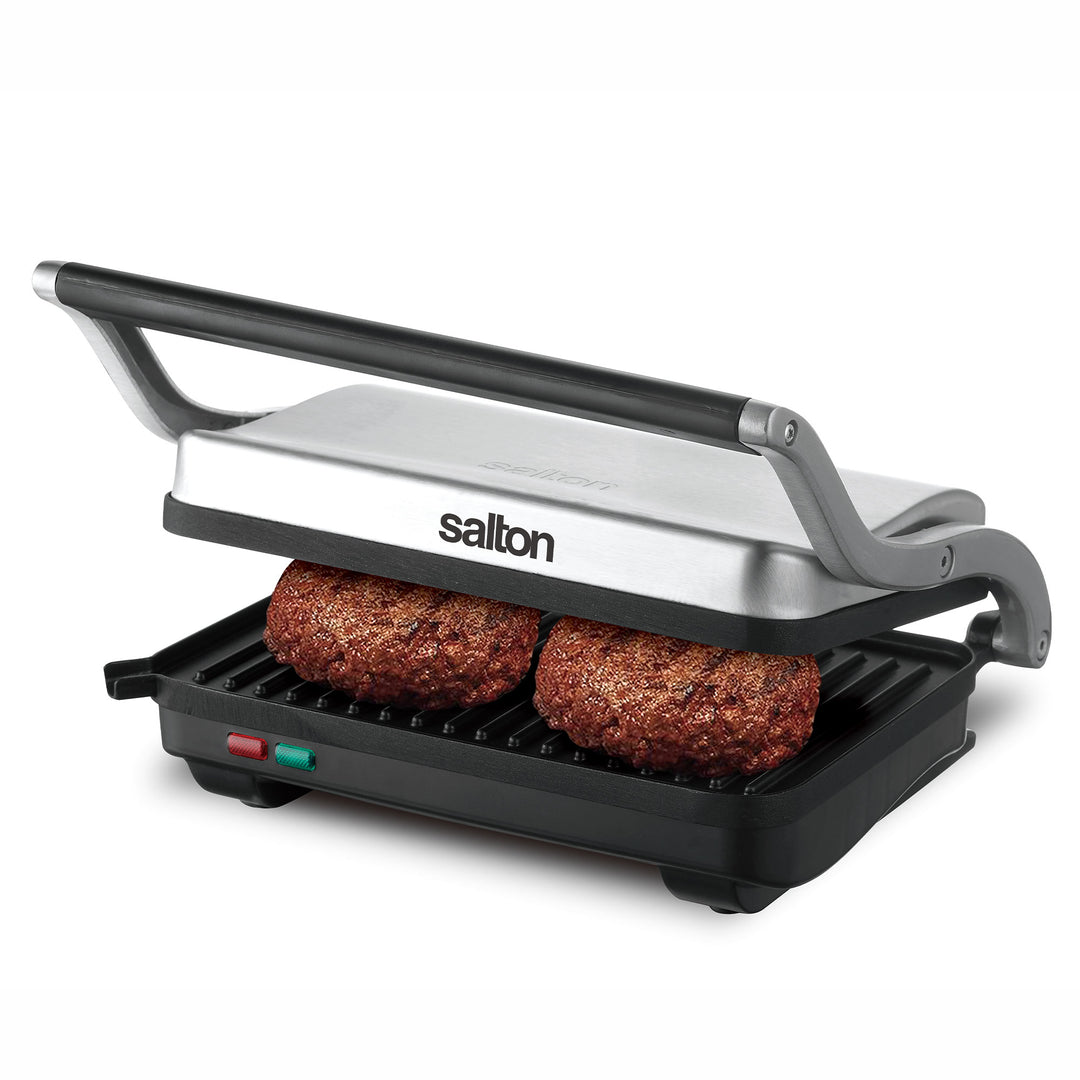 Salton Panini Grill Non Stick Electric Sandwich Press, Stainless Steel (Used)