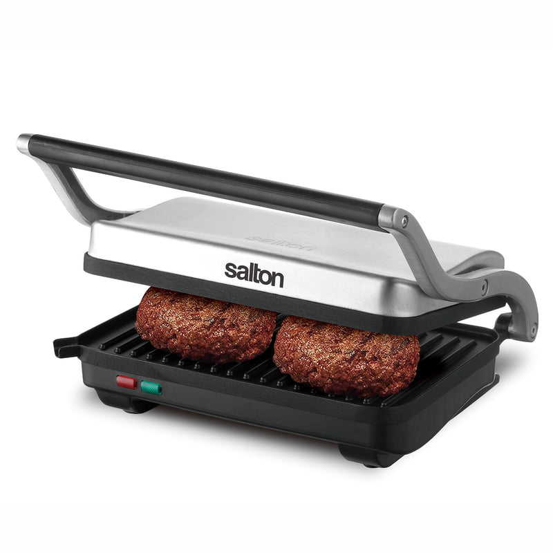 Salton Panini Grill Non Stick Electric Sandwich Press, Stainless Steel(Open Box)