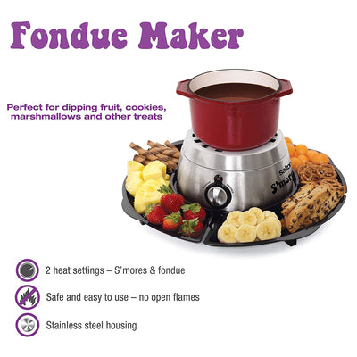 Salton SP1717 Indoor Electric S'more and Fondue Maker with 4 Roasting Forks