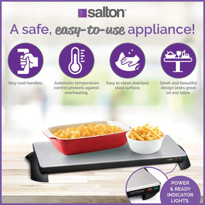 Salton 23.75 x 7.75" Stainless Steel Cordless Warming Tray Hot Plate (Used) - VMInnovations