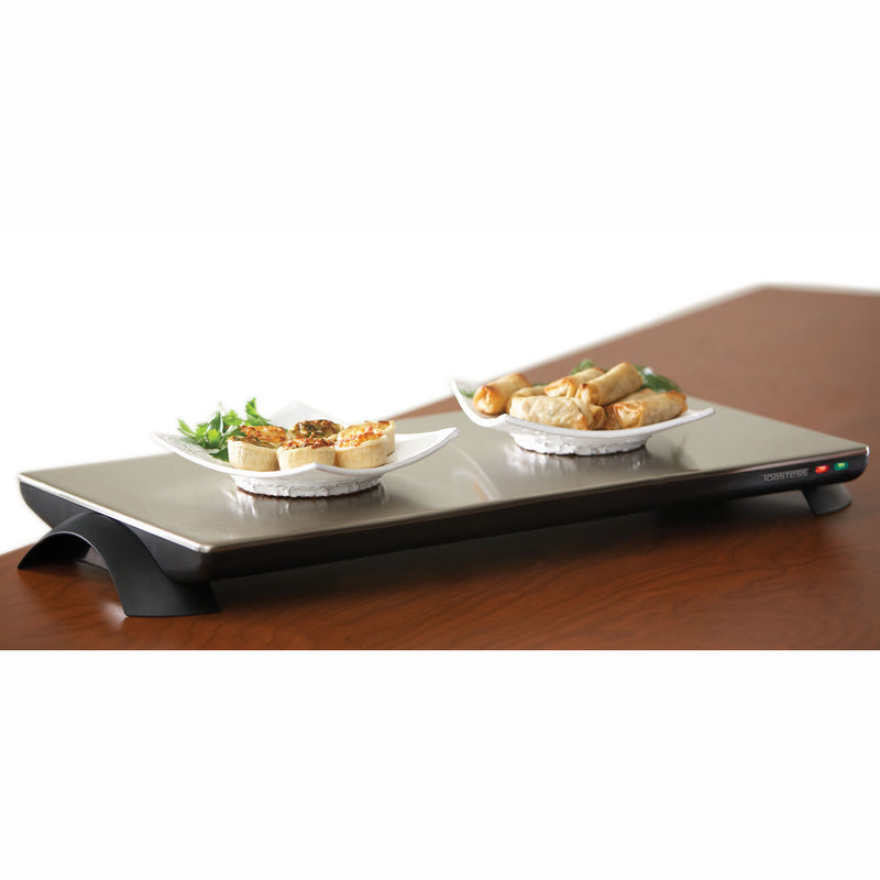 Salton Cordless Warming Serving Snack Tray, Large, Stainless Steel/Black (Used)