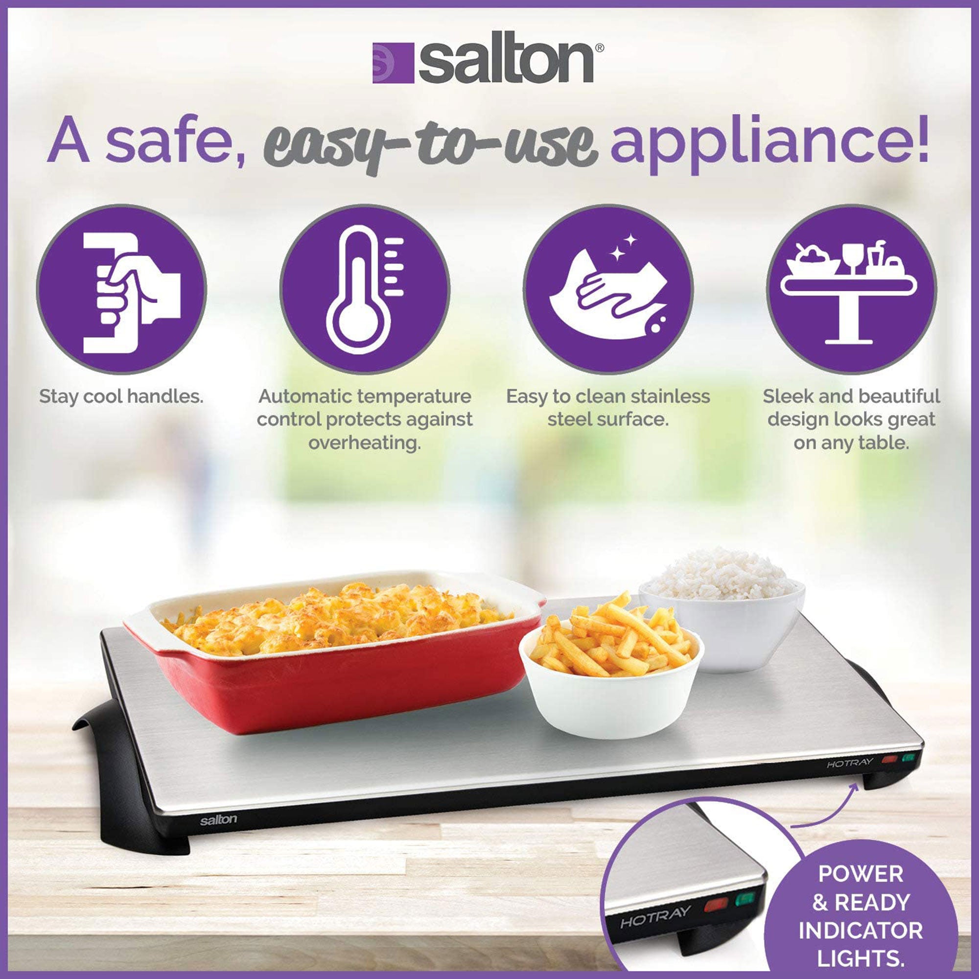 Salton TWT40 Cordless Serving Tray, Large, Stainless Steel/Black (For Parts)