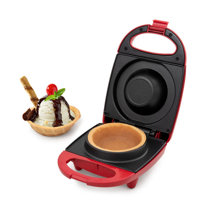 Salton Treats Waffle Bowl Maker w/ Cord Wrap And Indicator Lights Red (Open Box) - VMInnovations
