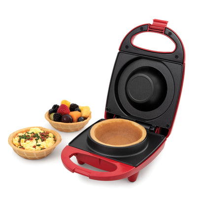 Salton WM1907 Treats Waffle Bowl Maker With Cord Wrap And Indicator Lights, Red