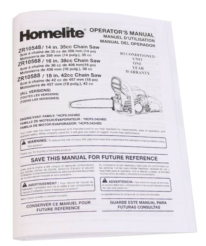 Homelite ZR10568 16" Gas 42cc Chain Saw Chainsaw