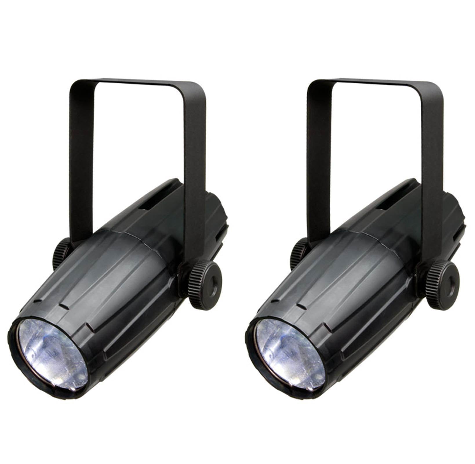 (2) CHAUVET LED PINSPOT 2 High-Power 3W DJ Mirror Ball Spotlights w/RGB Gels - VMInnovations