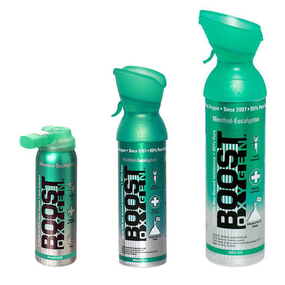 Boost Oxygen Natural Oxygen Canister, Menthol Eucalyptus 2, 5, and 10 L (3 Pack) - VMInnovations