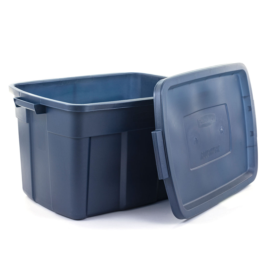 Rubbermaid Roughneck 25 Gallon Stackable Storage Container, Dark Indigo, 4 Pack