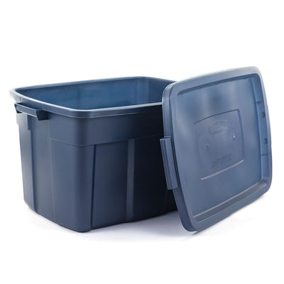Rubbermaid 25 Gallon Stackable Storage Container, Dark Indigo, 4 Pack (Open Box) - VMInnovations