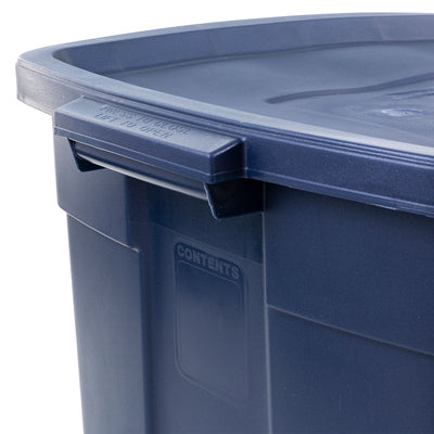 Rubbermaid 25 Gallon Stackable Storage Container, Dark Indigo, 4 Pack (Open Box) - VMInnovations