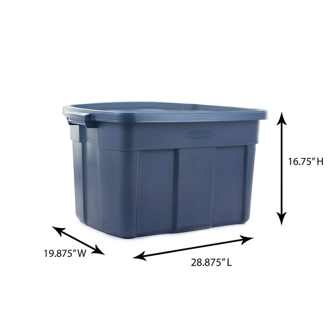 Rubbermaid Roughneck 25 Gallon Stackable Storage Container, Dark Indigo, 4 Pack