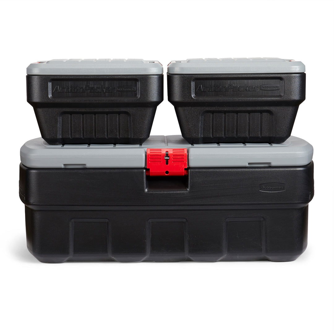 Rubbermaid 48 & 8 Gal Lockable Latch Storage Box Tote Bundle (Open Box)