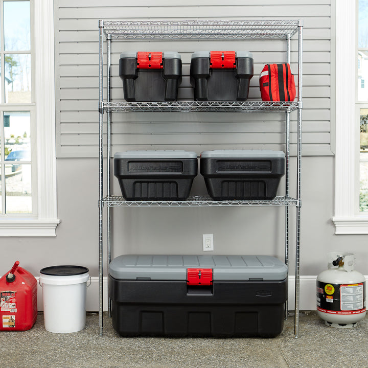 Rubbermaid 48 & 8 Gal Lockable Latch Storage Box Tote Bundle (Open Box)