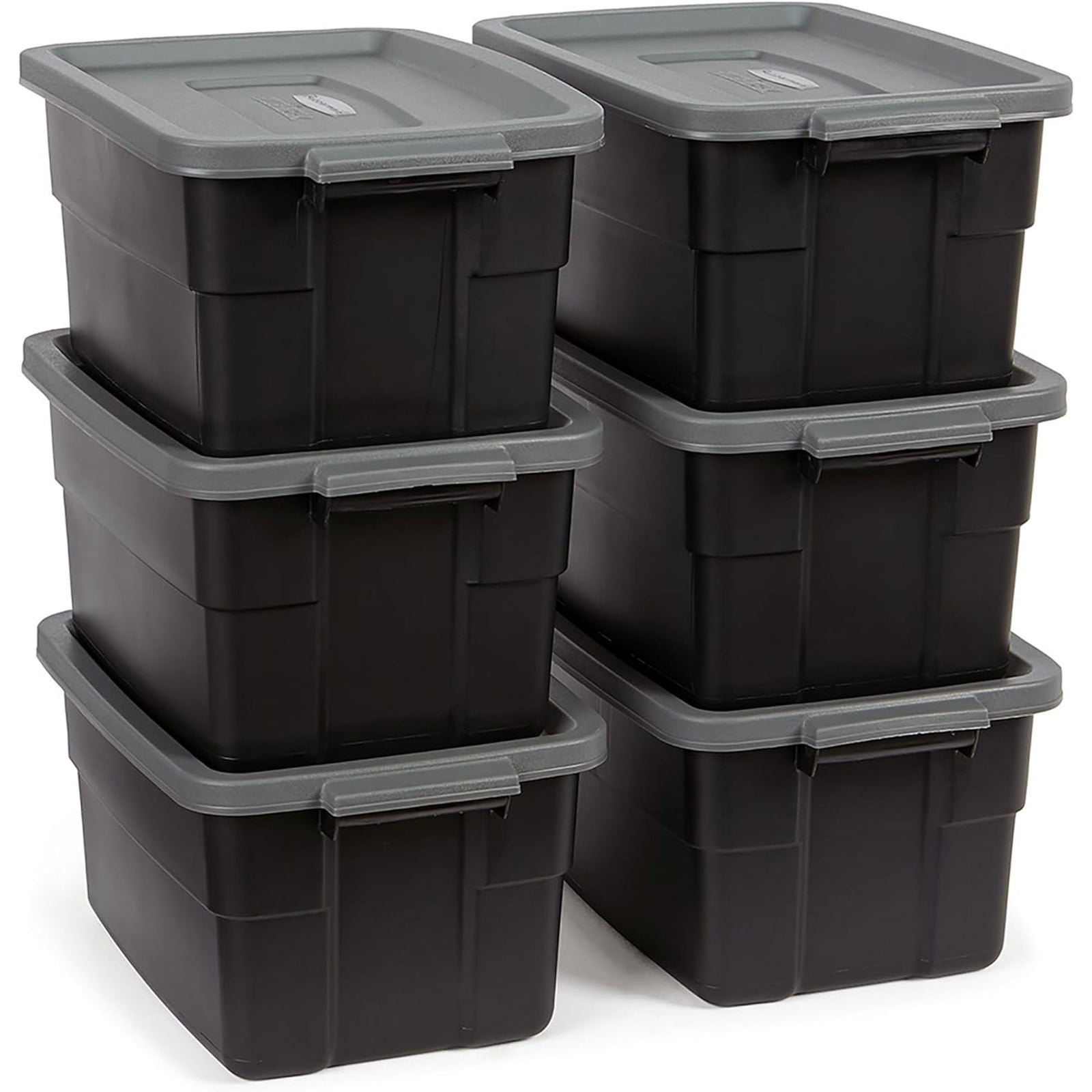 Rubbermaid Roughneck Tote 3 Gallon Storage Container, Black/Cool Gray (6 Pack) - VMInnovations