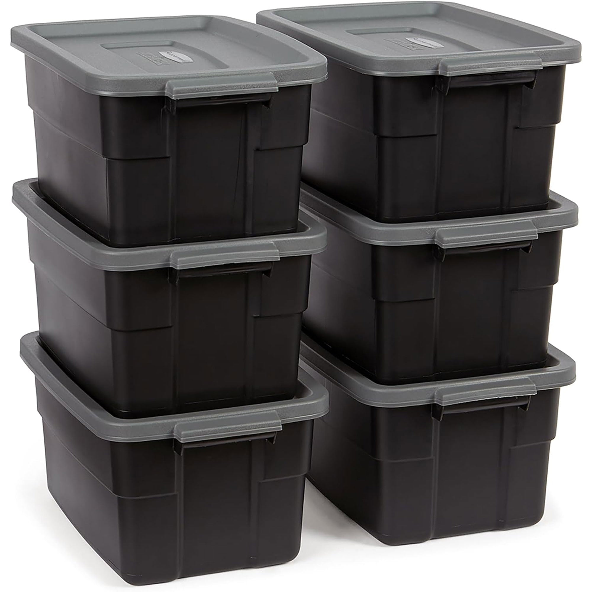 Rubbermaid Roughneck Tote 3 Gallon Container, Black/Cool Gray (6 Pack)(Open Box) - VMInnovations
