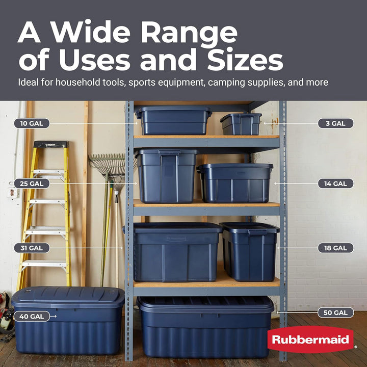 Rubbermaid Roughneck Tote 3 Gallon Container, Black/Cool Gray (6 Pack)(Open Box)