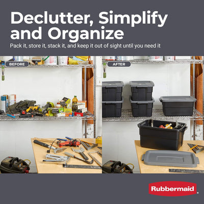 Rubbermaid Roughneck Tote 3 Gallon Container, Black/Cool Gray (6 Pack)(Open Box) - VMInnovations