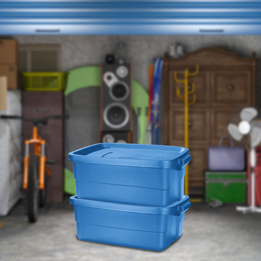 Rubbermaid Roughneck Tote 10 Gallon Container, Heritage Blue (6 Pack) (Open Box) - VMInnovations