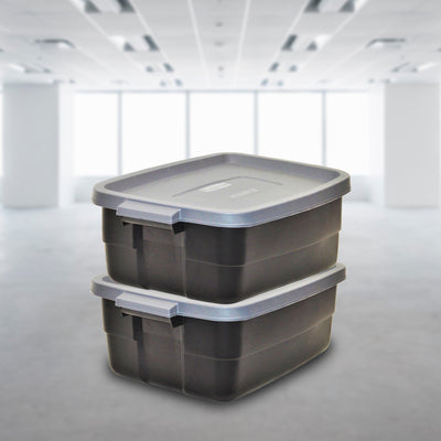 Rubbermaid Roughneck Tote 10 Gallon Storage Container, Black/Cool Gray (6 Pack) - VMInnovations