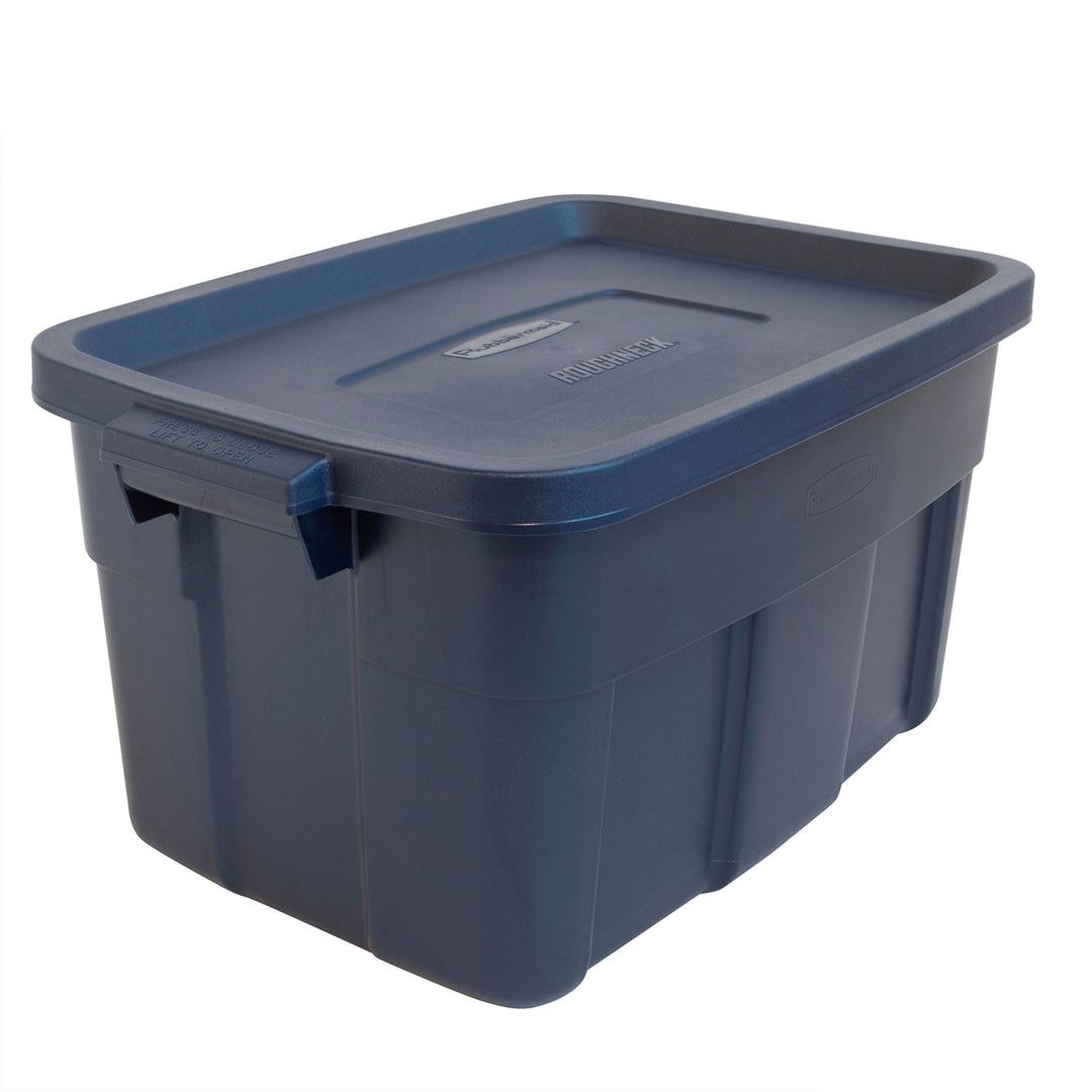 Rubbermaid Roughneck 31 Gallon Storage Box Tote, Dark Indigo Metallic (3 Pack)