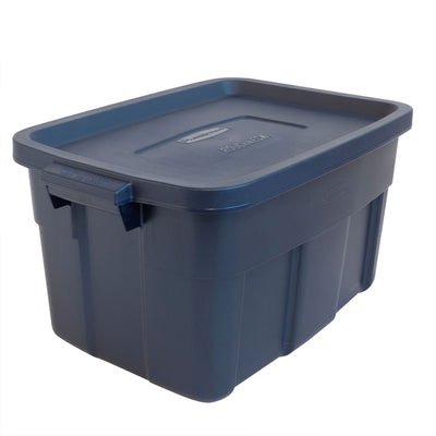 Rubbermaid Roughneck 31 Gallon Storage Box Tote, Dark Indigo Metallic (3 Pack) - VMInnovations