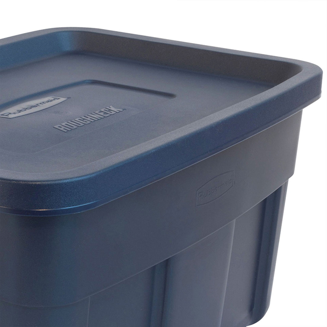 Rubbermaid Roughneck 31 Gallon Storage Box Tote, Dark Indigo Metallic (3 Pack)