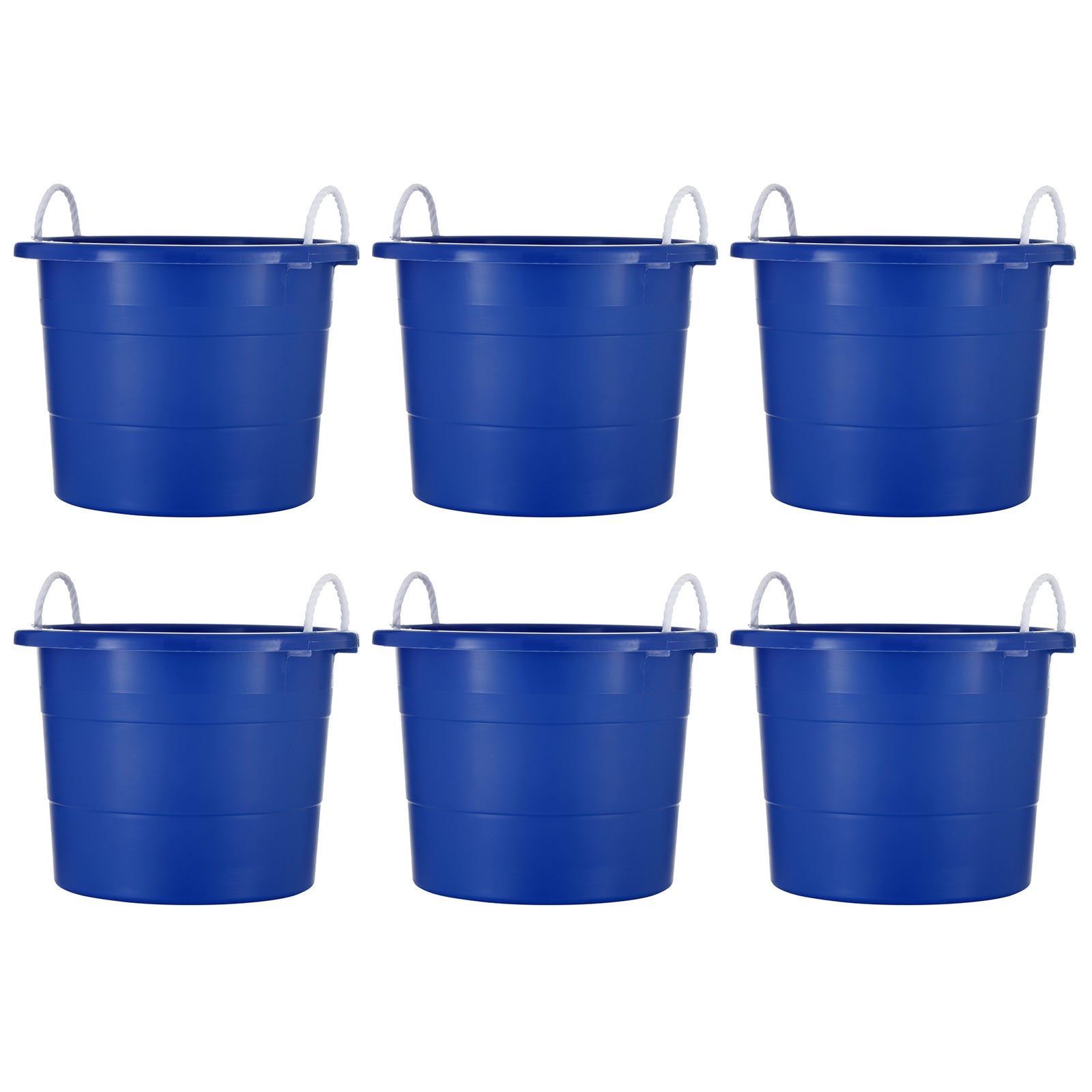 United Solutions 19 Gallon Large Plastic Utility Tub w/ Rope Handle, Blue 6 Pack - VMInnovations