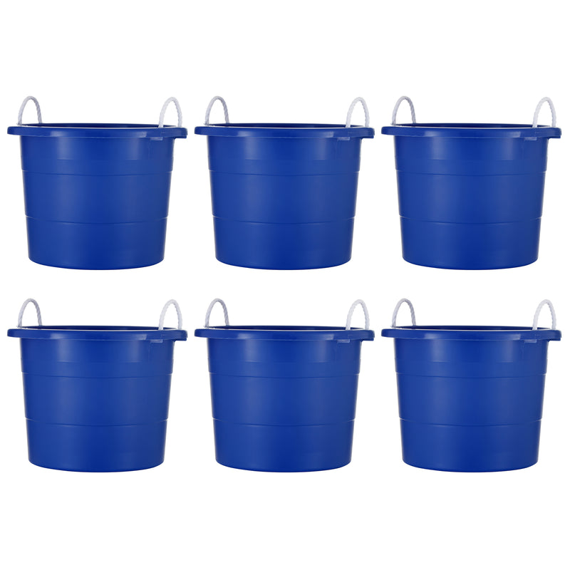 United Solutions 19 Gallon Large Plastic Tub w/ Rope Handle, 6 Pack (Open Box)