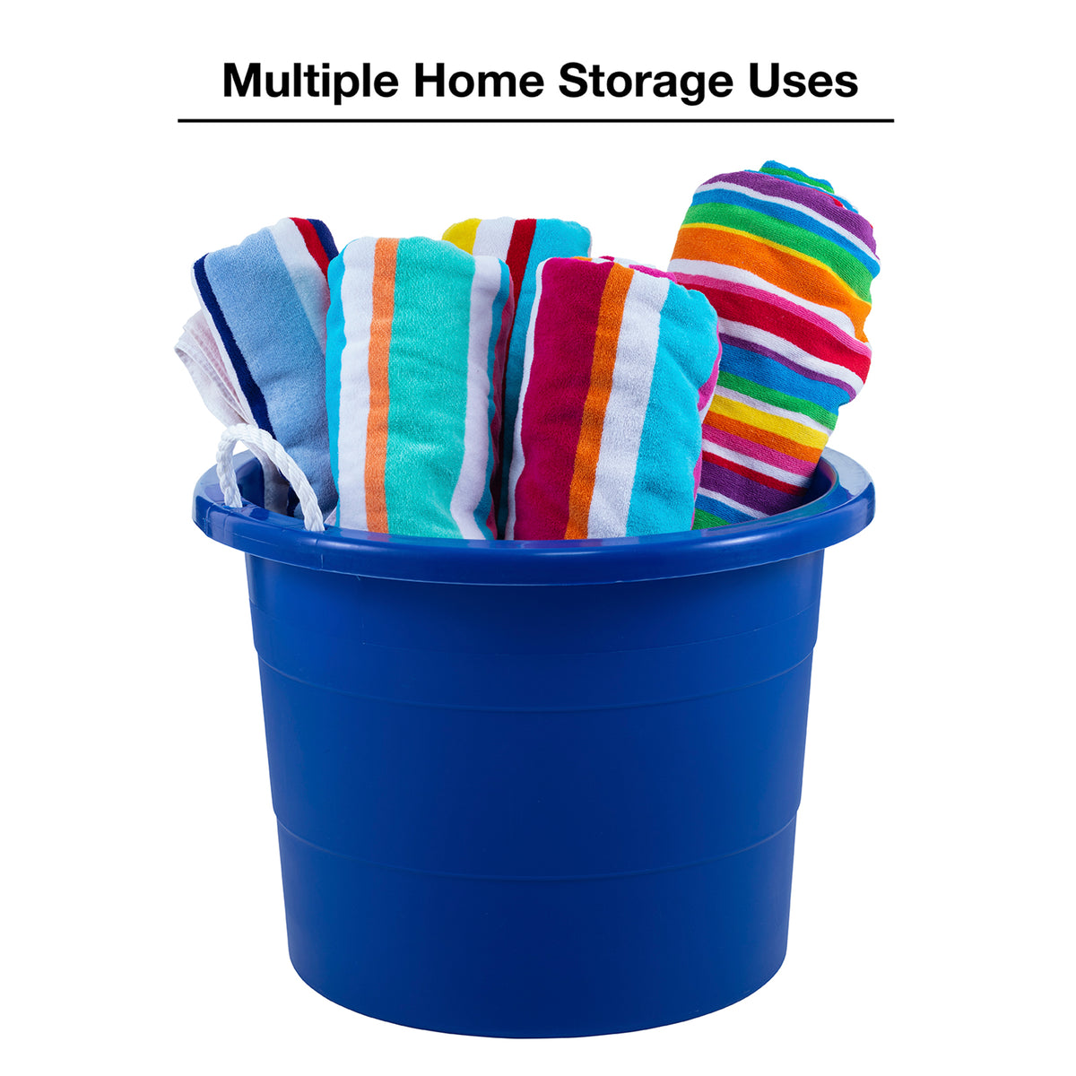 United Solutions 19 Gallon Large Plastic Utility Tub w/ Rope Handle, Blue 6 Pack (Refurbished)