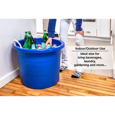 United Solutions 19 Gallon Large Plastic Utility Tub w/ Rope Handle, Blue 6 Pack (Refurbished)
